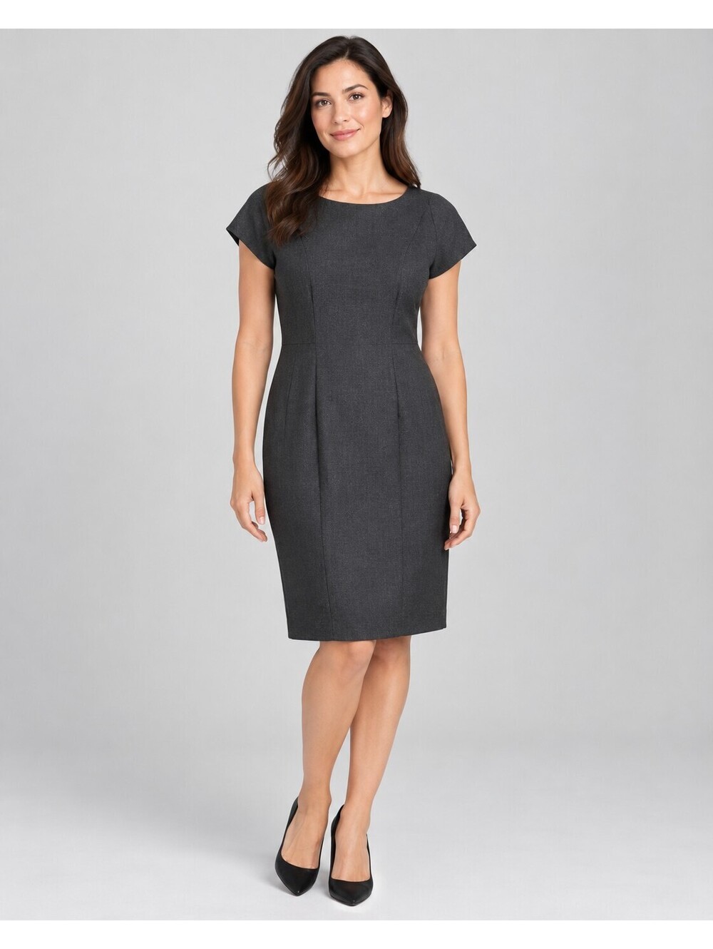 Jones New York Petite Wool Sheath Dress Size 10P Charcoal Gray